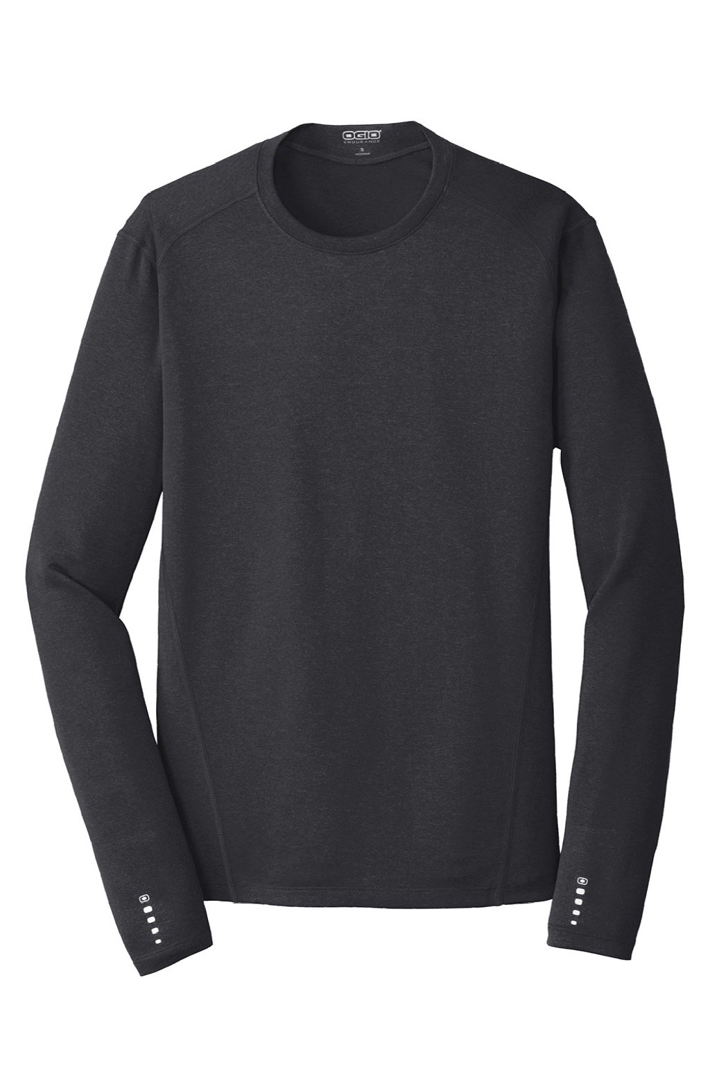 Ogio OE321 Mens Endurance Pulse Jersey Moisture Wicking Long Sleeve Crewneck T-Shirt Blacktop Flat Front