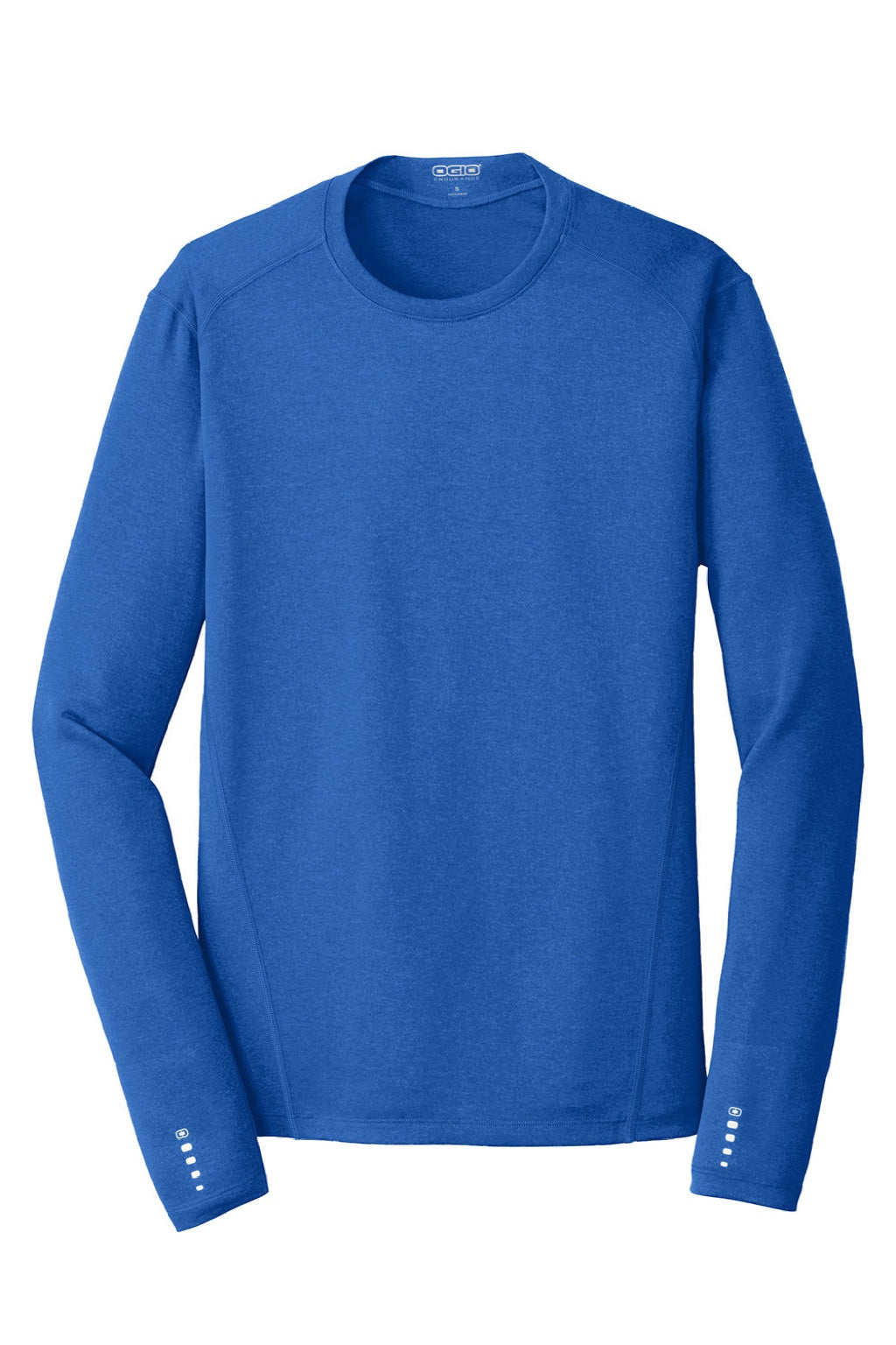 Ogio OE321 Mens Endurance Pulse Jersey Moisture Wicking Long Sleeve Crewneck T-Shirt Electric Blue Flat Front