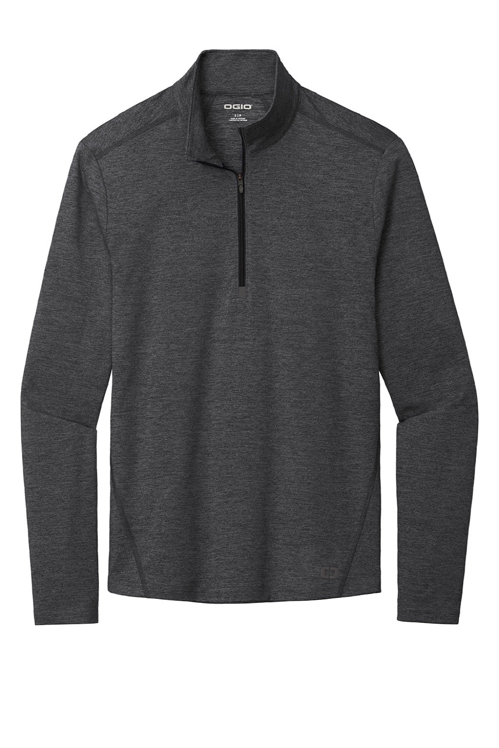 Ogio OE341 Mens Endurance Force Moisture Wicking 1/4 Zip Sweatshirt Heather Blacktop Flat Front