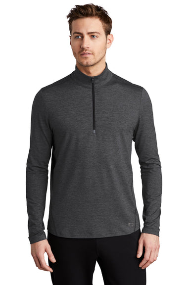 Ogio OE341 Mens Endurance Force Moisture Wicking 1/4 Zip Sweatshirt Heather Blacktop Model Front