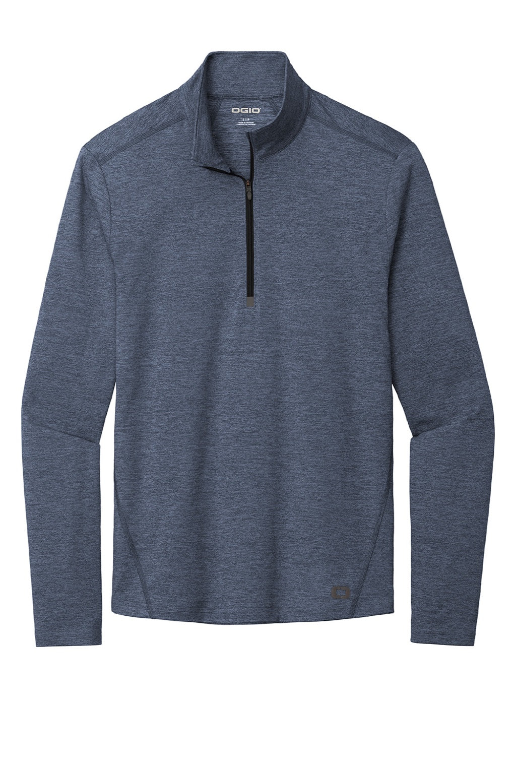 Ogio OE341 Mens Endurance Force Moisture Wicking 1/4 Zip Sweatshirt Heather Indigo Blue Flat Front