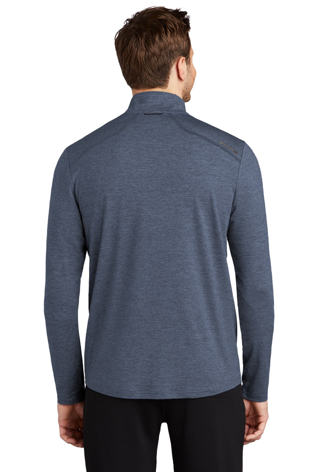 Ogio OE341 Mens Endurance Force Moisture Wicking 1/4 Zip Sweatshirt Heather Indigo Blue Model Back