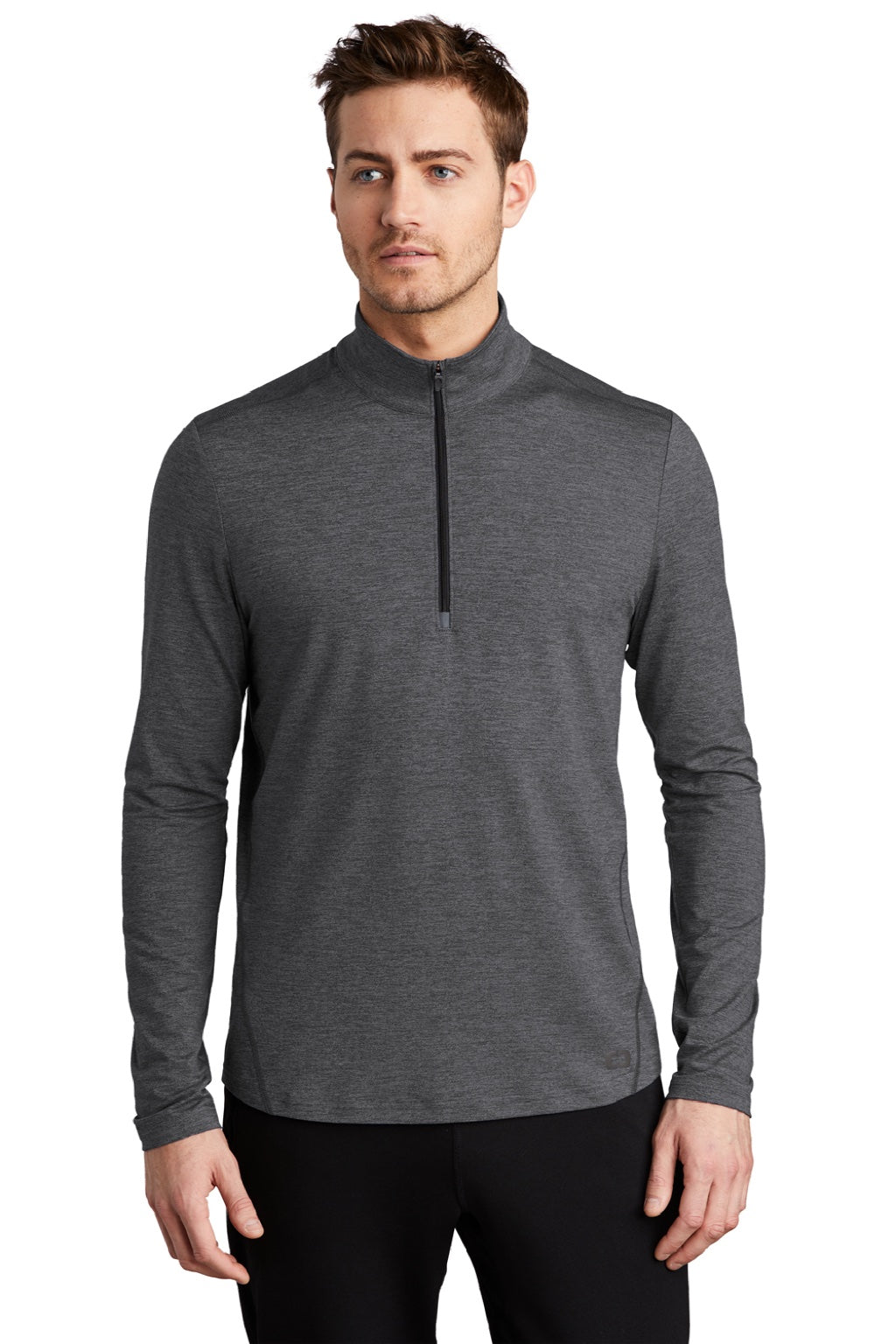 Ogio OE341 Mens Endurance Force Moisture Wicking 1/4 Zip Sweatshirt Heather Gear Grey Model Front