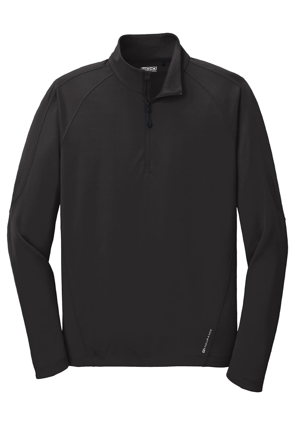 Ogio OE550 Mens Endurance Radius Moisture Wicking 1/4 Zip Sweatshirt Blacktop Flat Front