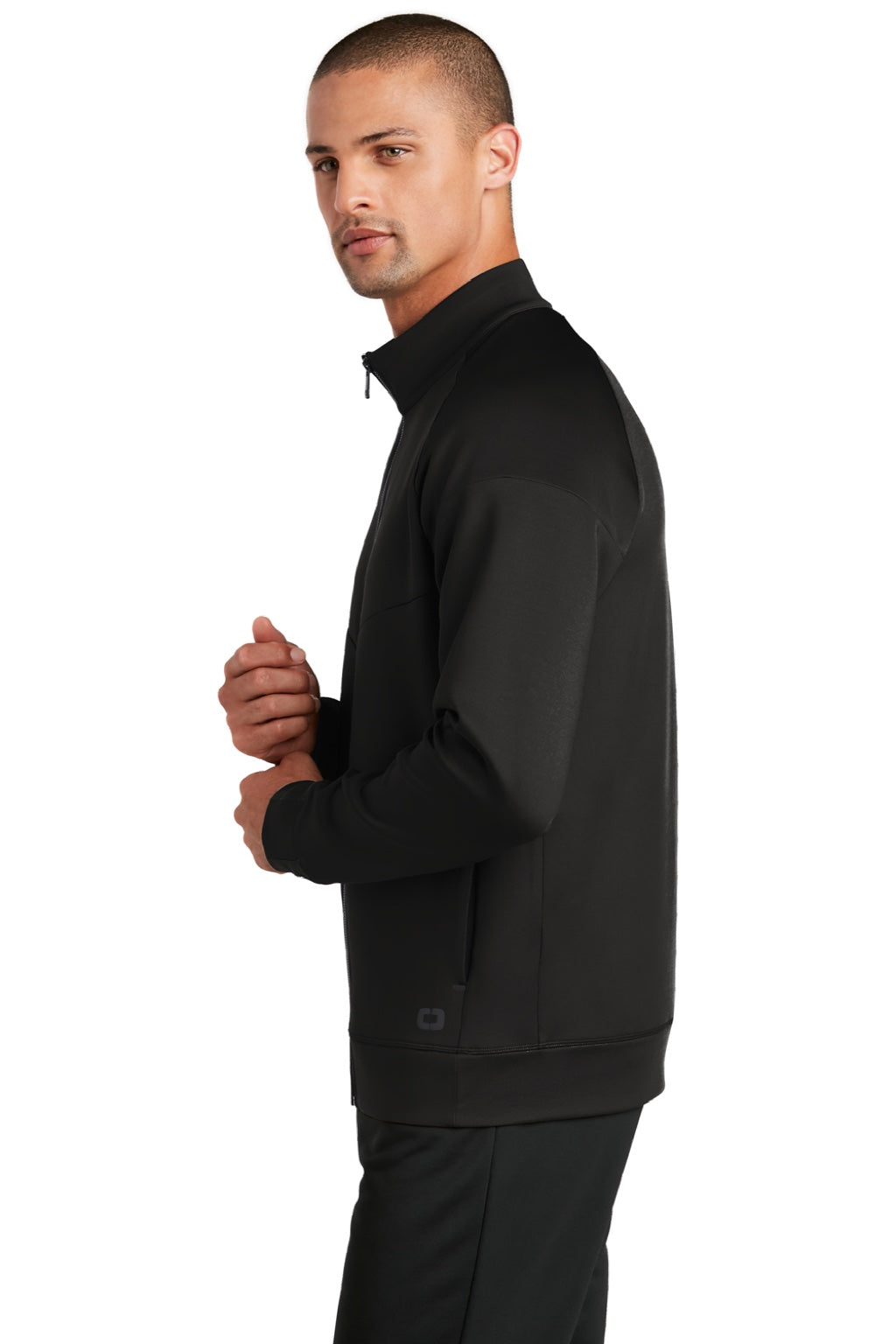 Ogio OE703 Mens Endurance Modern Performance Moisture Wicking Full Zip Jacket Blacktop Model Side
