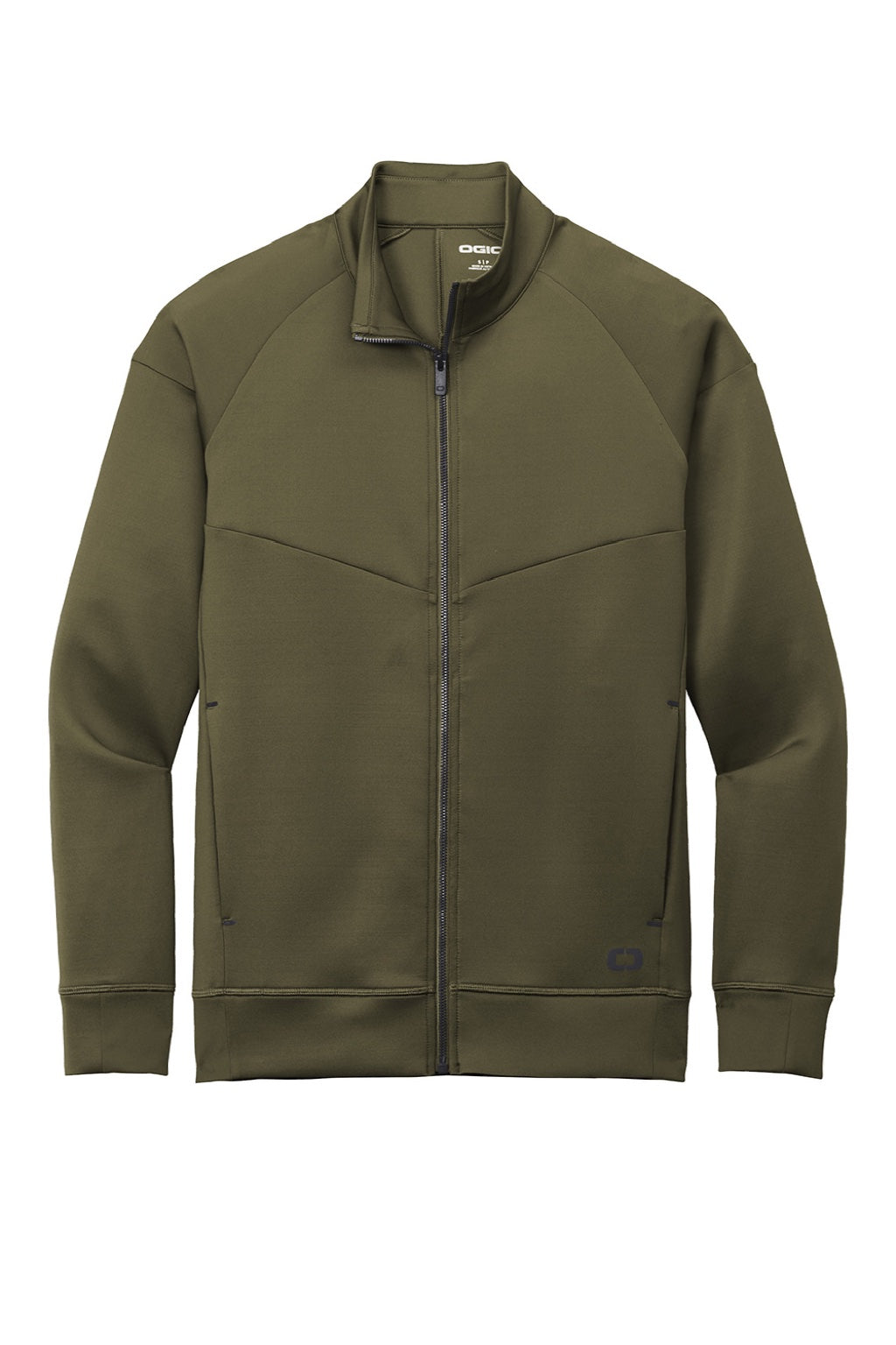 Ogio OE703 Mens Endurance Modern Performance Moisture Wicking Full Zip Jacket Deep Olive Green Flat Front