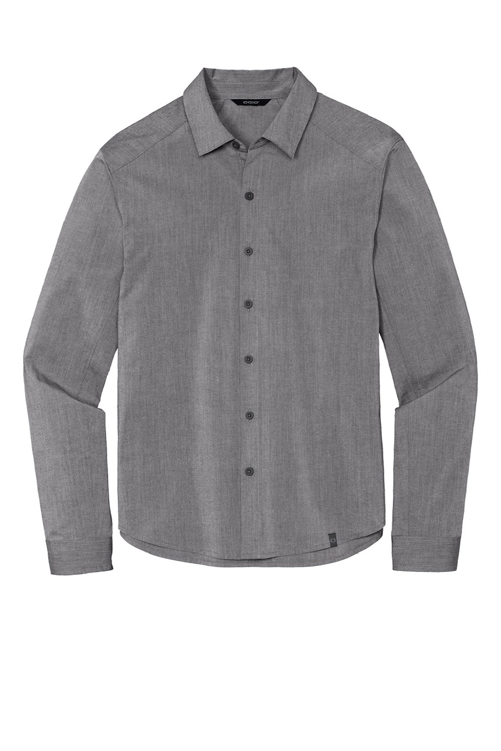 Ogio OG1002 Mens Commuter Long Sleeve Button Down Shirt Heather Gear Grey Flat Front