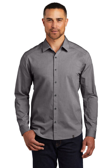 Ogio OG1002 Mens Commuter Long Sleeve Button Down Shirt Heather Gear Grey Model Front