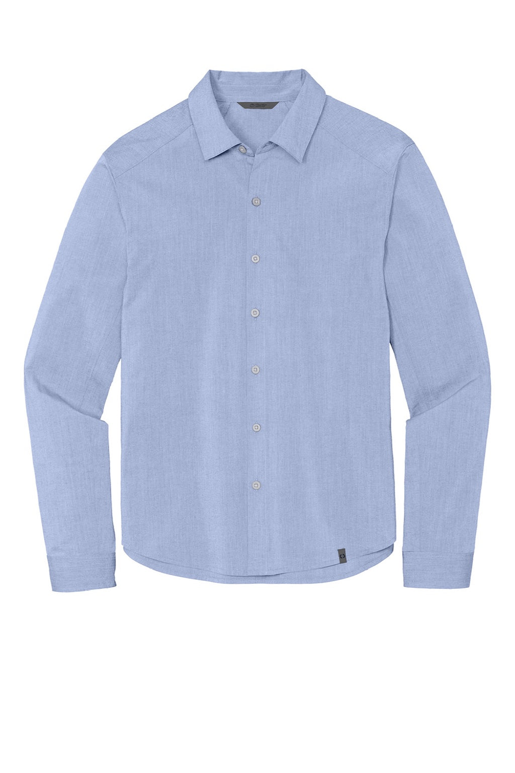 Ogio OG1002 Mens Commuter Long Sleeve Button Down Shirt Heather Metal Blue Flat Front