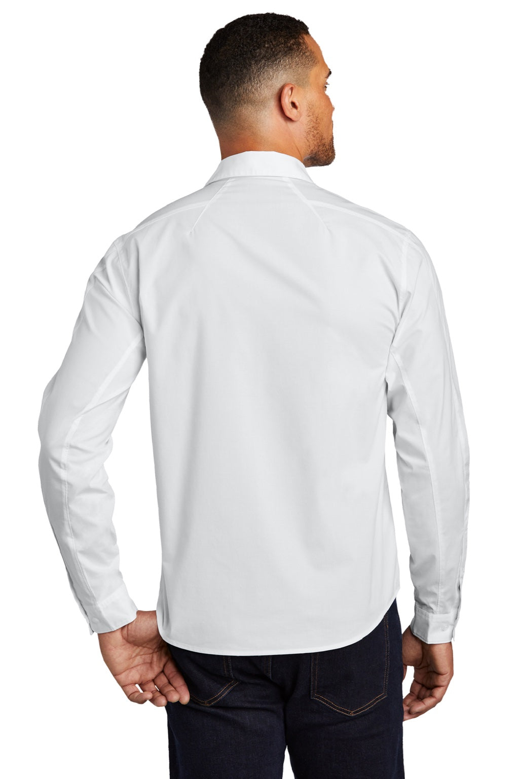 Ogio OG1002 Mens Commuter Long Sleeve Button Down Shirt White Model Back