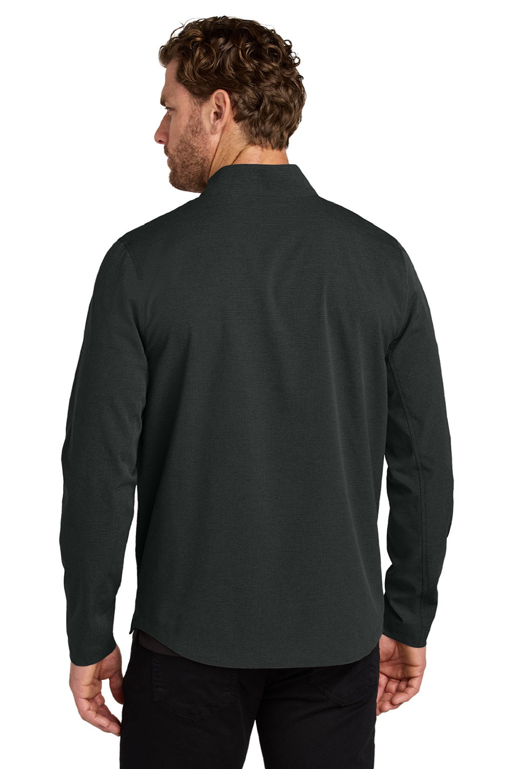 Ogio OG1003 Mens Aspect Moisture Wicking 1/4 Zip Sweatshirt w/ Pouch Pocket Blacktop Model Back