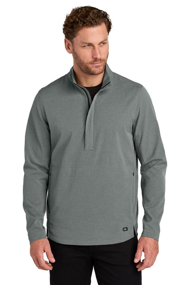 Ogio OG1003 Mens Aspect Moisture Wicking 1/4 Zip Sweatshirt w/ Pouch Pocket Rogue Grey Model Front