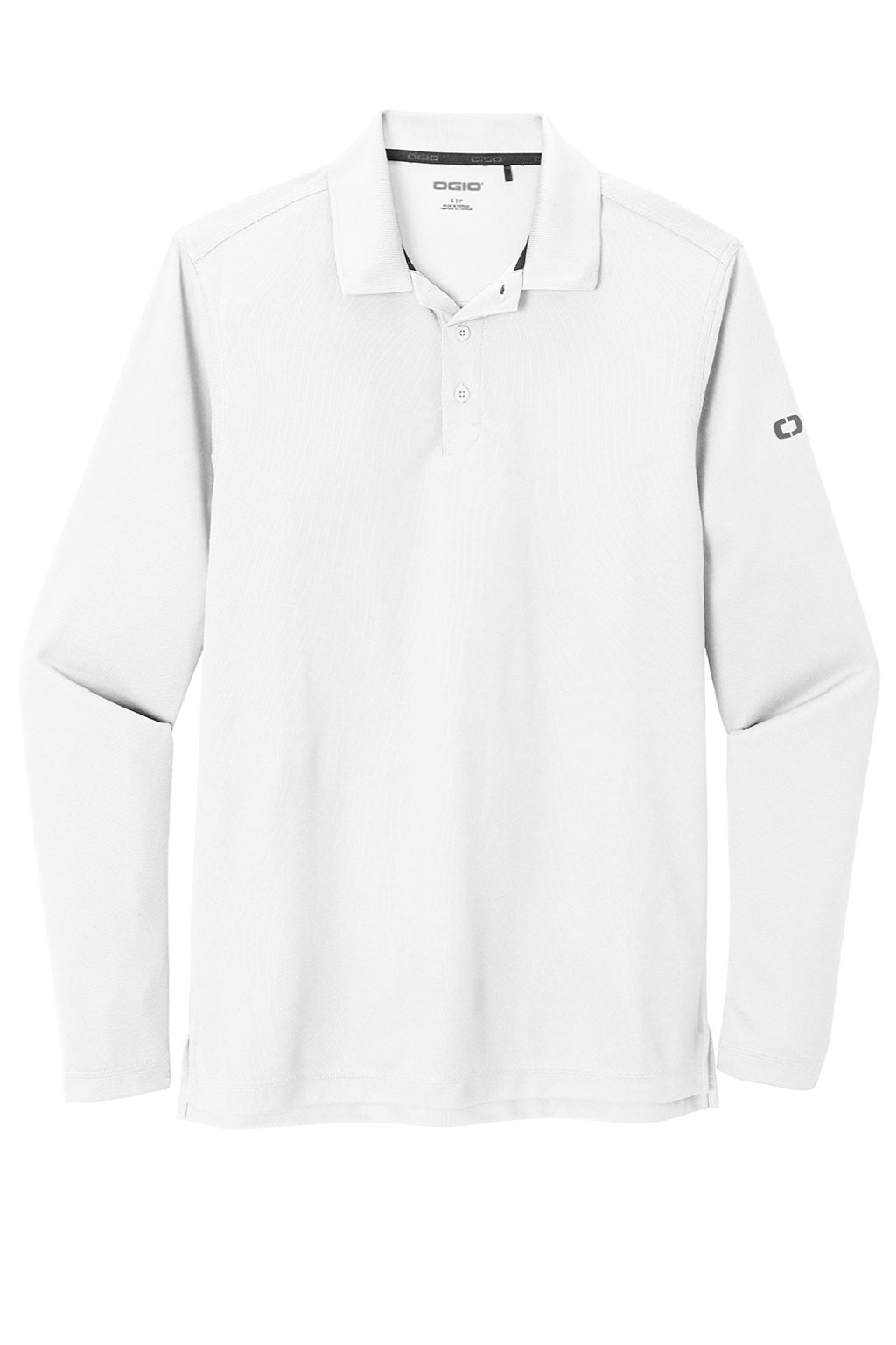 Ogio OG105 Mens Caliber 2.0 Moisture Wicking Long Sleeve Polo Shirt Bright White Flat Front