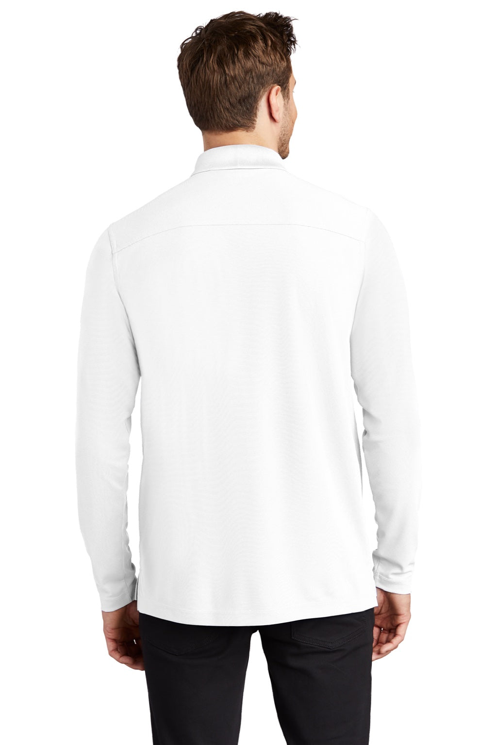 Ogio OG105 Mens Caliber 2.0 Moisture Wicking Long Sleeve Polo Shirt Bright White Model Back