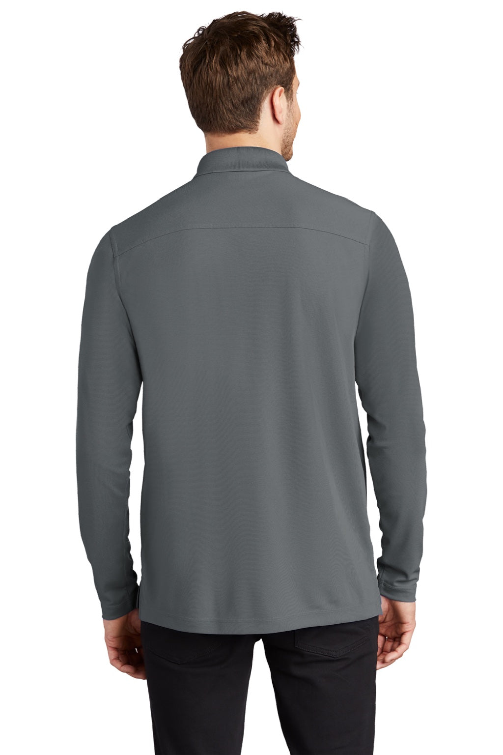 Ogio OG105 Mens Caliber 2.0 Moisture Wicking Long Sleeve Polo Shirt Diesel Grey Model Back