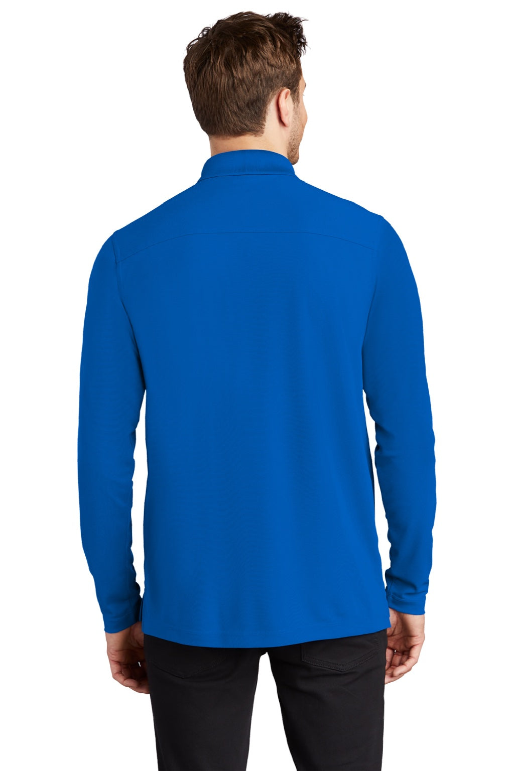 Ogio OG105 Mens Caliber 2.0 Moisture Wicking Long Sleeve Polo Shirt Electric Blue Model Back