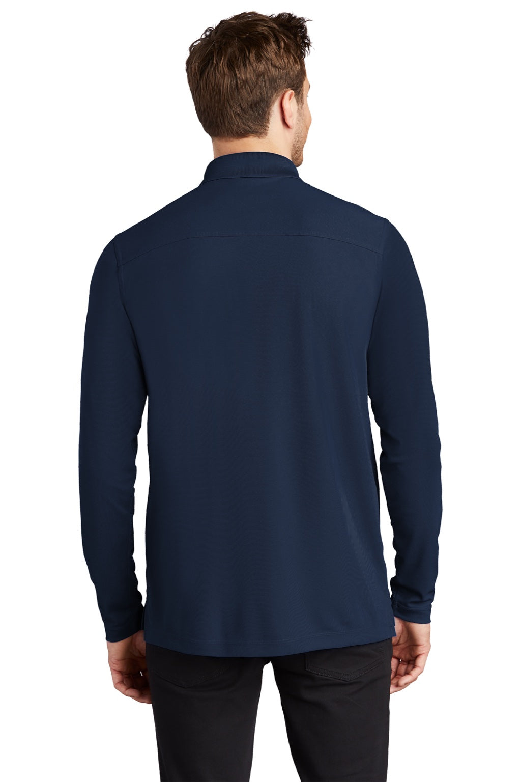 Ogio OG105 Mens Caliber 2.0 Moisture Wicking Long Sleeve Polo Shirt Navy Blue Model Back