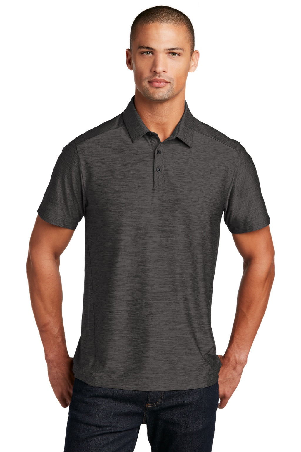 Ogio OG143 Mens Slate Moisture Wicking Short Sleeve Polo Shirt Blacktop Model Front