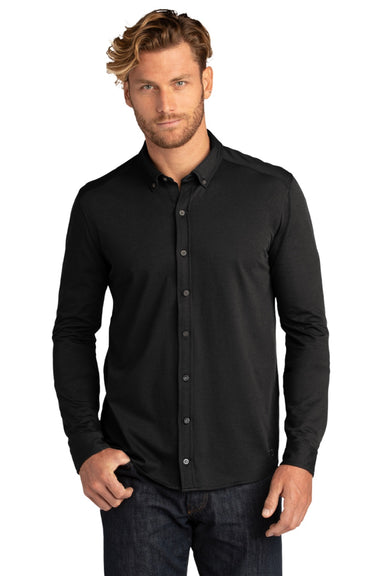 Ogio OG145 Mens Code Stretch Moisture Wicking Long Sleeve Button Down Shirt Blacktop Model Front