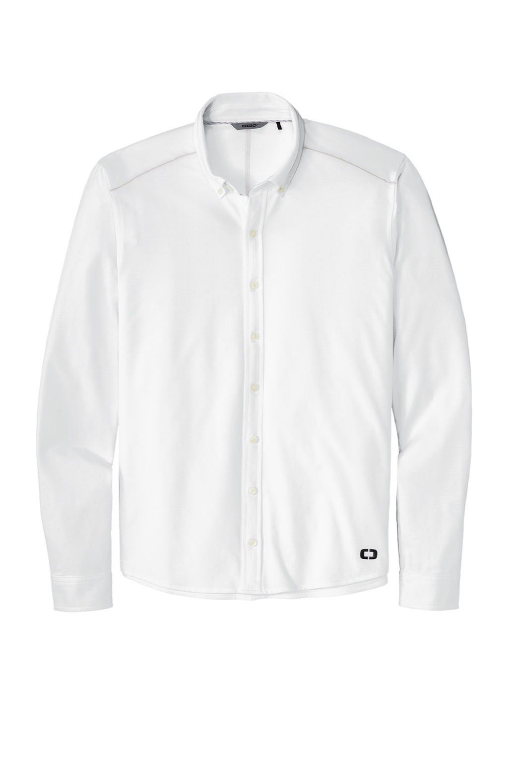 Ogio OG145 Mens Code Stretch Moisture Wicking Long Sleeve Button Down Shirt Bright White Flat Front