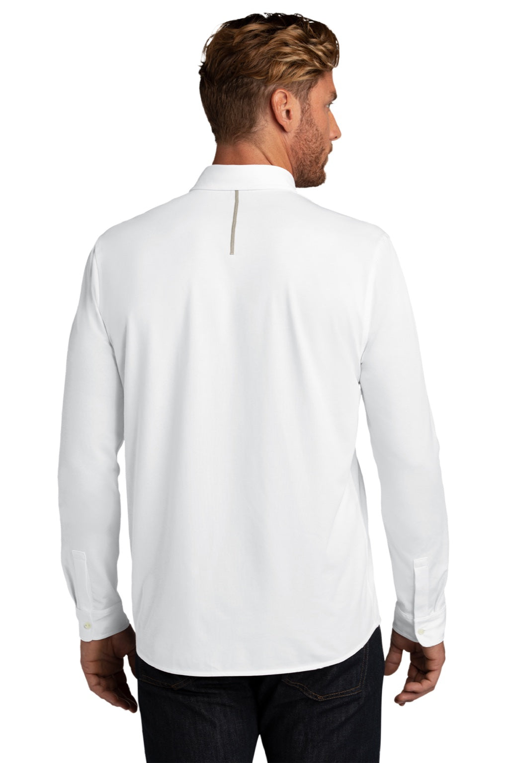 Ogio OG145 Mens Code Stretch Moisture Wicking Long Sleeve Button Down Shirt Bright White Model Back
