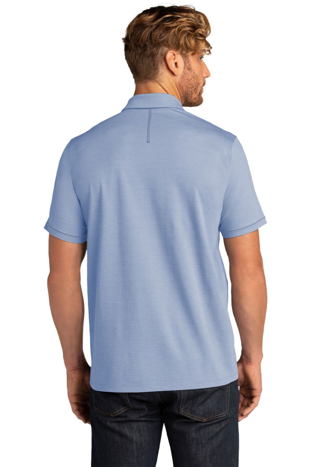Ogio OG146 Mens Code Stretch Moisture Wicking Short Sleeve Polo Shirt Heather Force Blue Model Back