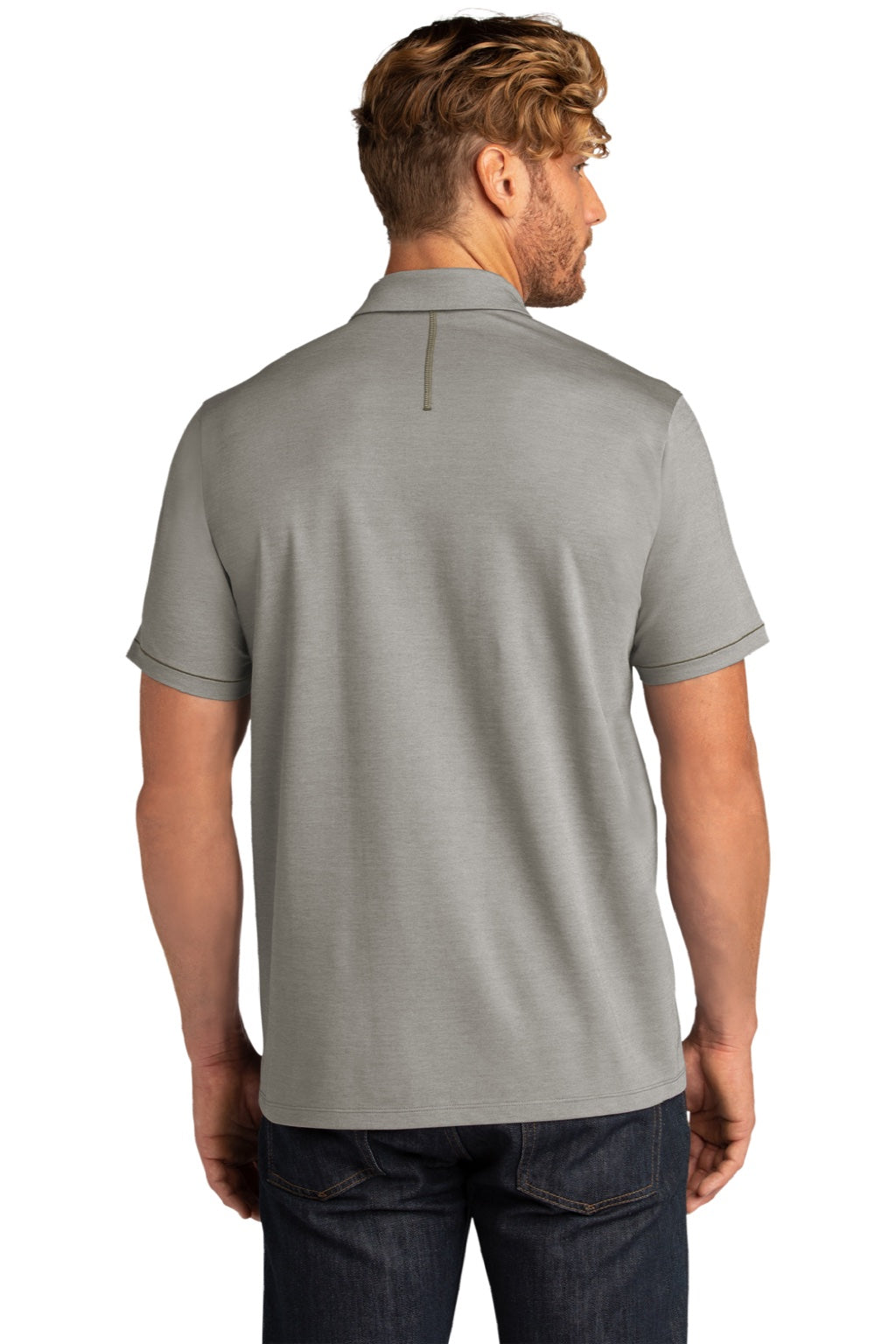 Ogio OG146 Mens Code Stretch Moisture Wicking Short Sleeve Polo Shirt Heather Tarmac Grey Model Back