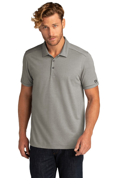 Ogio OG146 Mens Code Stretch Moisture Wicking Short Sleeve Polo Shirt Heather Tarmac Grey Model Front