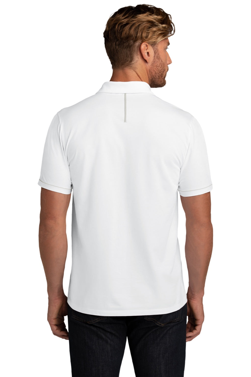 Ogio OG146 Mens Code Stretch Moisture Wicking Short Sleeve Polo Shirt Bright White Model Back
