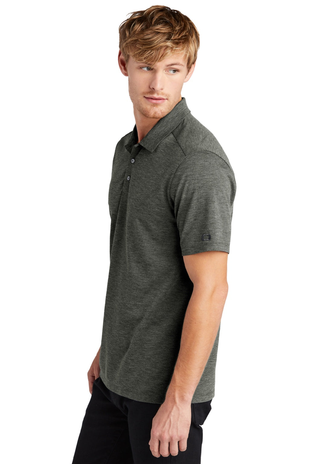 Ogio OG147 Mens Evolution Moisture Wicking Short Sleeve Polo Shirt Tarmac Grey Model Side