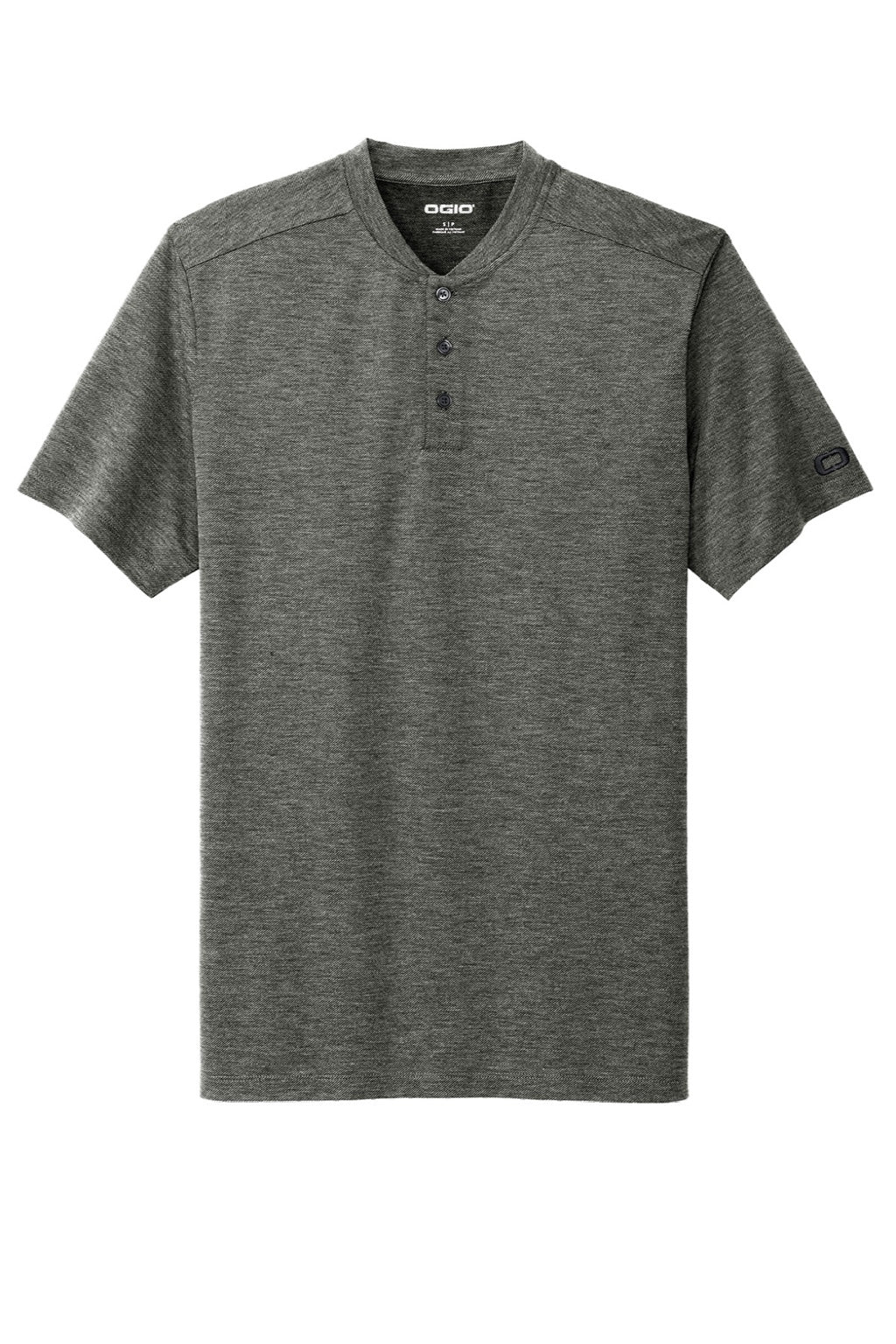 Ogio OG148 Mens Evolution Moisture Wicking Short Sleeve Henley T-Shirt Tarmac Grey Flat Front