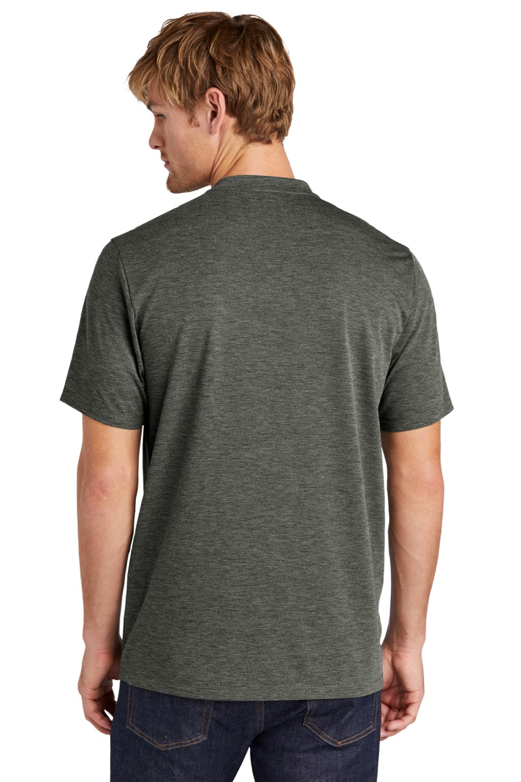 Ogio OG148 Mens Evolution Moisture Wicking Short Sleeve Henley T-Shirt Tarmac Grey Model Back