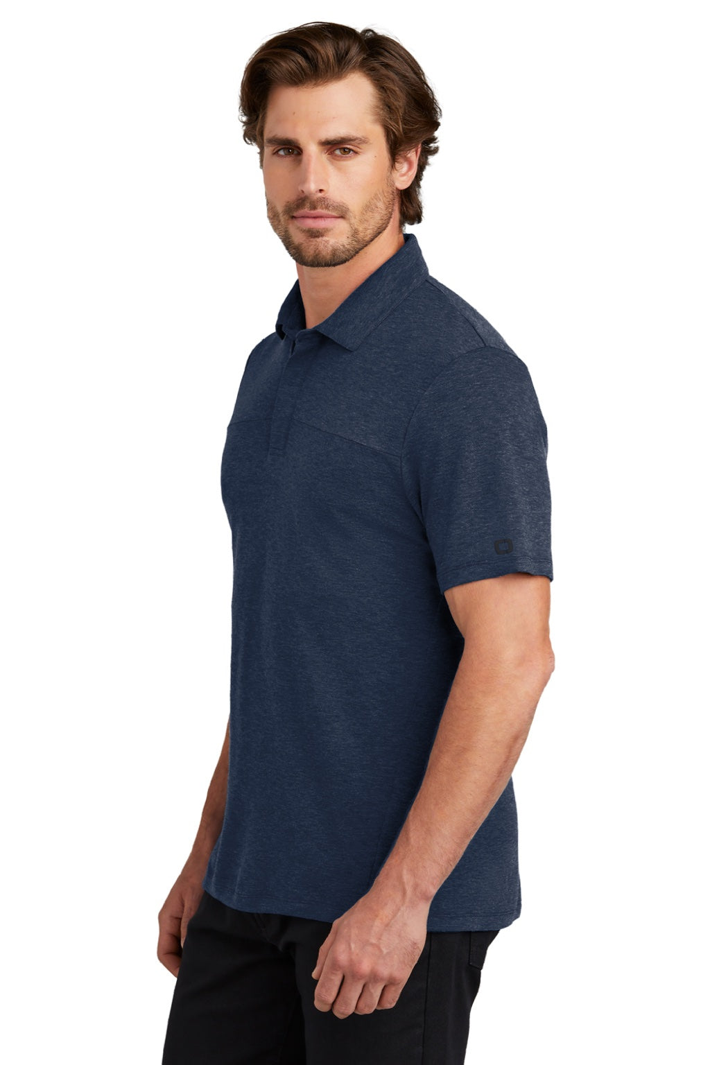 Ogio OG150 Mens Command Short Sleeve Polo Shirt River Navy Blue Model Side