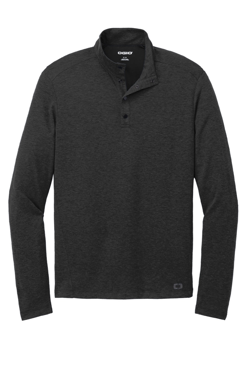 Ogio OG151 Mens Command 1/4 Snap Long Sleeve Sweater Blacktop Flat Front