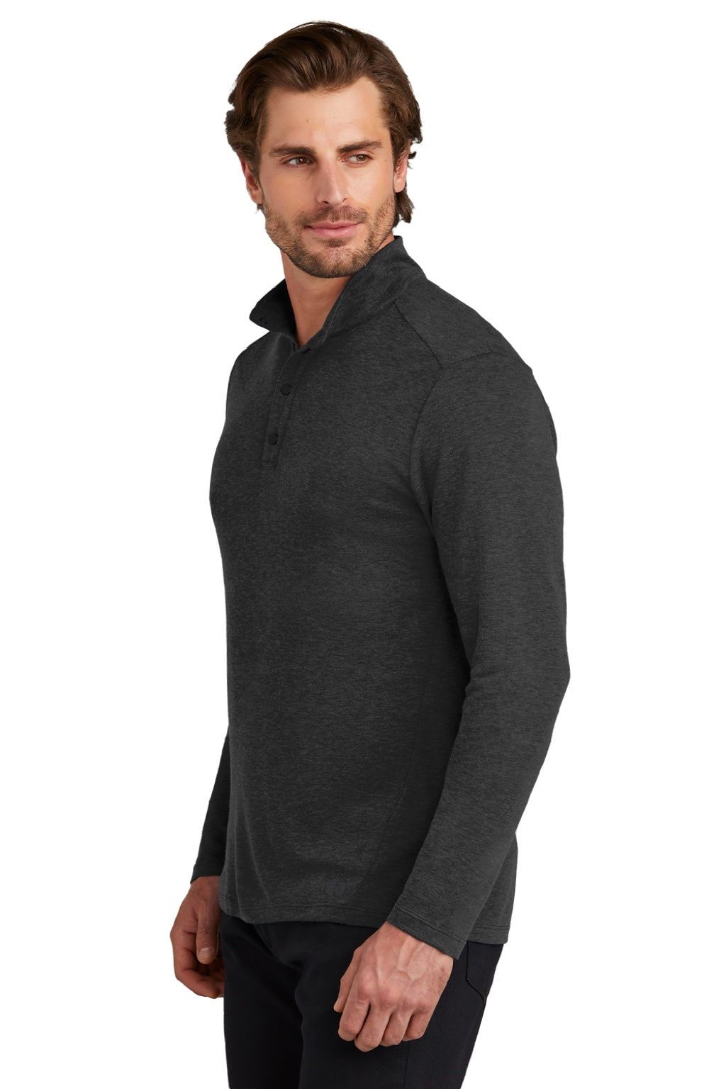 Ogio OG151 Mens Command 1/4 Snap Long Sleeve Sweater Blacktop Model Side