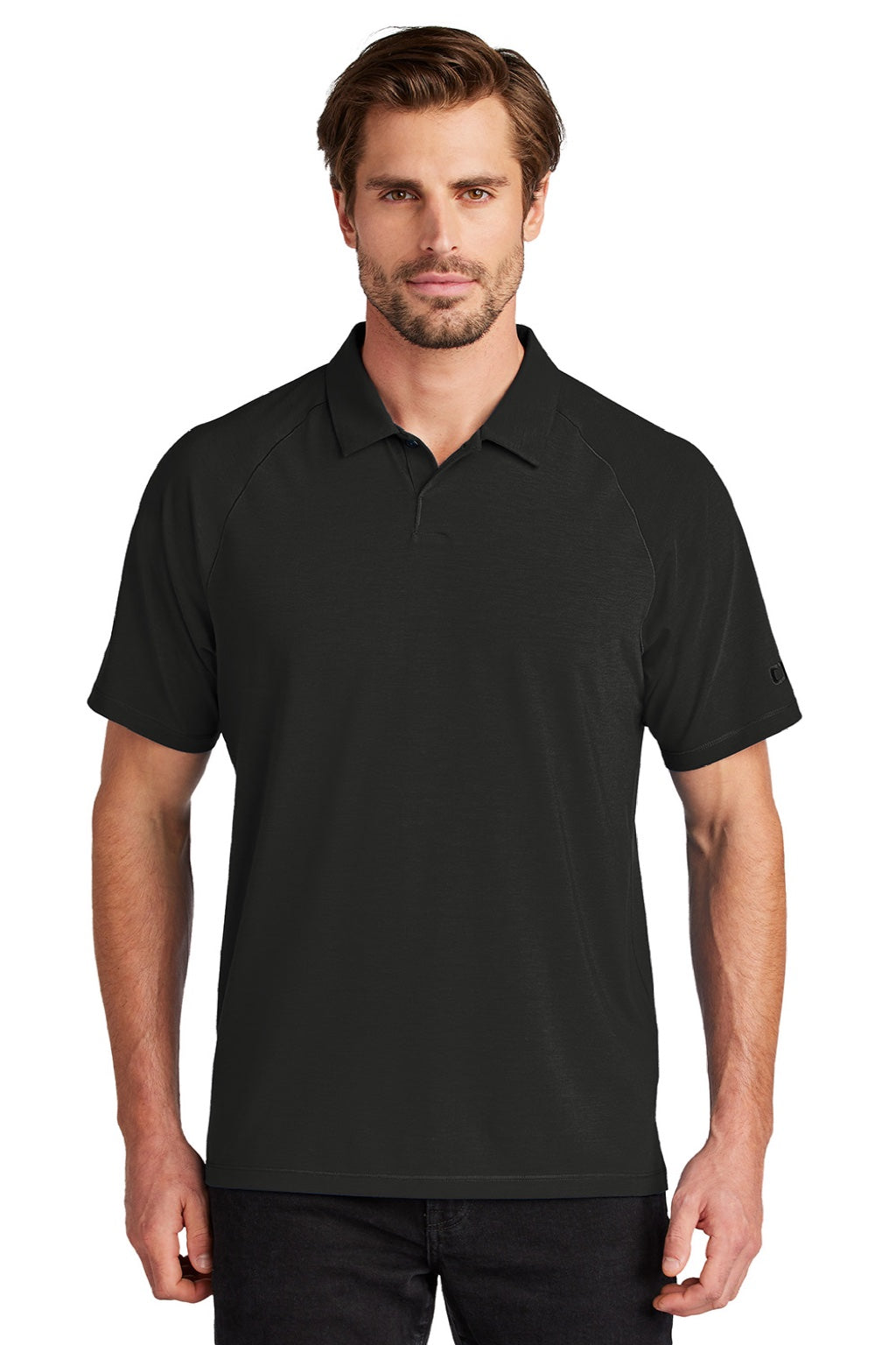 Ogio OG152 Mens Motion Moisture Wicking Short Sleeve Polo Shirt Blacktop Model Front
