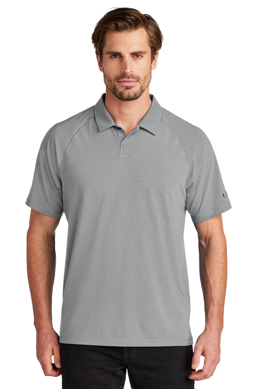 Ogio OG152 Mens Motion Moisture Wicking Short Sleeve Polo Shirt Greystone Model Front