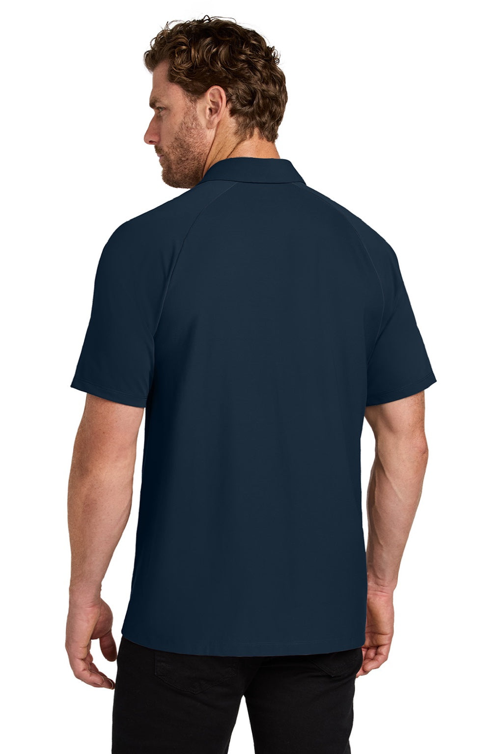 Ogio OG154 Mens Envision Moisture Wicking Short Sleeve Polo Shirt River Navy Blue Model Back