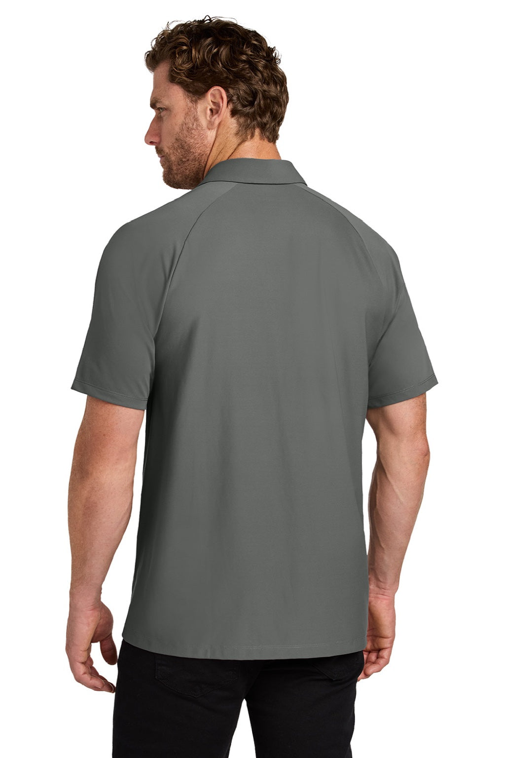 Ogio OG154 Mens Envision Moisture Wicking Short Sleeve Polo Shirt Rogue Grey Model Back