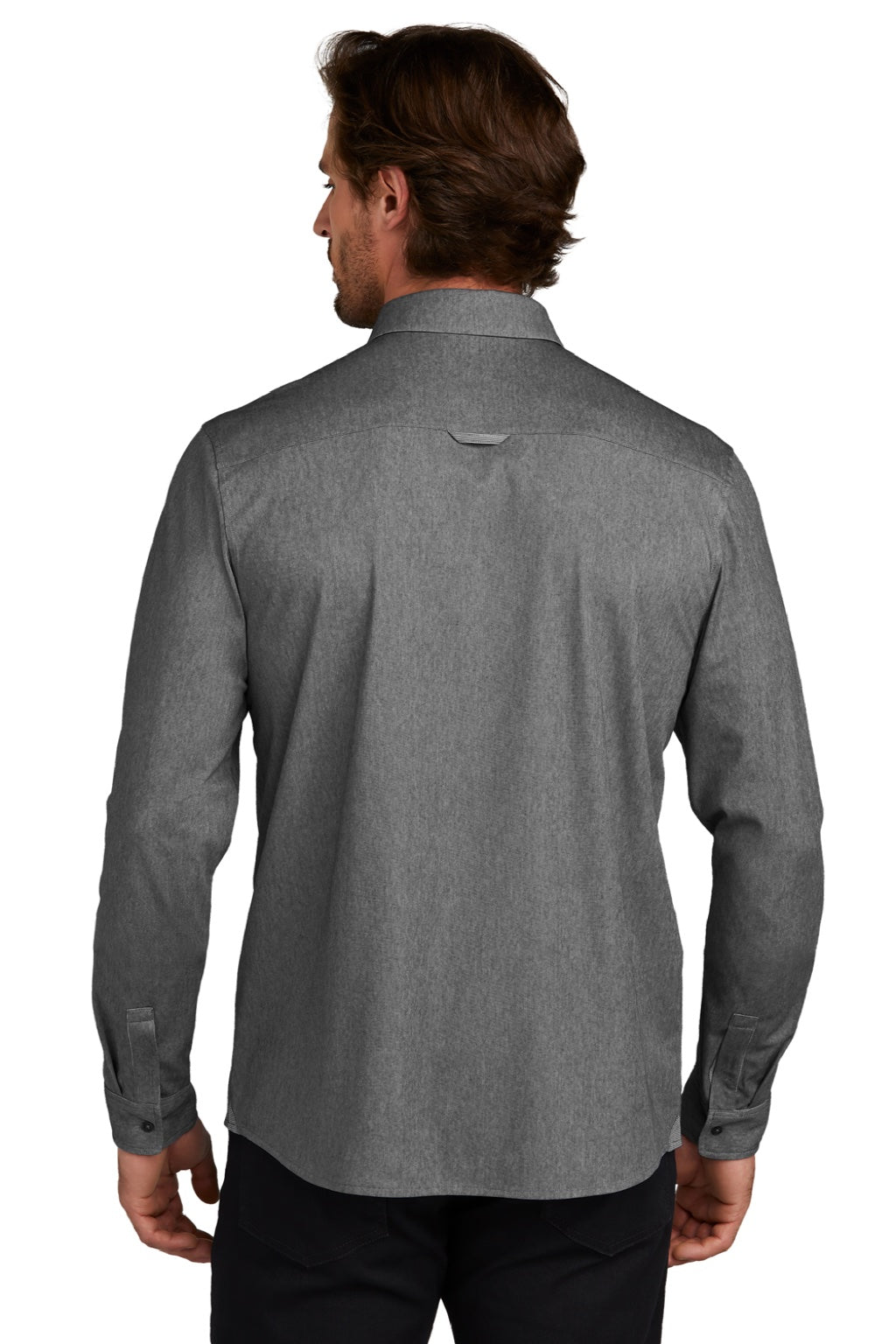 Ogio OG161 Mens Extend Long Sleeve Button Down Shirt w/ Pocket Heather Blacktop Model Back
