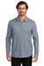 Ogio OG161 Mens Extend Long Sleeve Button Down Shirt w/ Pocket Heather Deep Blue Model Front