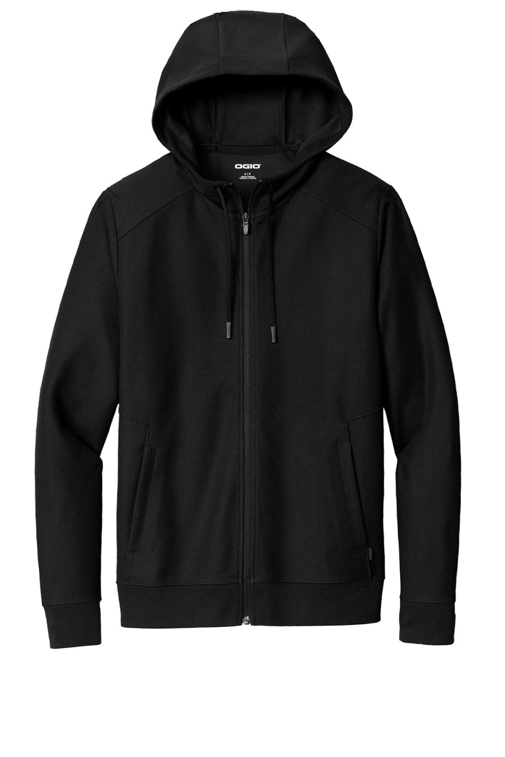 Ogio OG162 Mens Revive Full Zip Hooded Sweatshirt Hoodie w/ Pockets Blacktop Flat Front