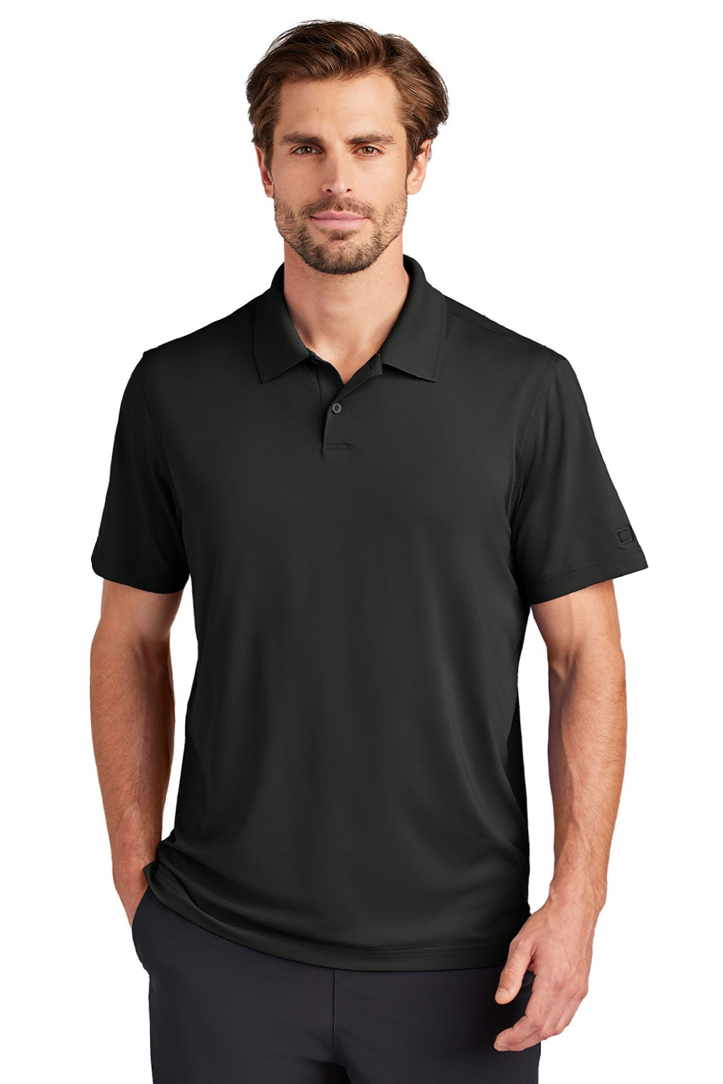 Ogio OG170 Mens Regain Moisture Wicking Short Sleeve Polo Shirt Blacktop Model Front