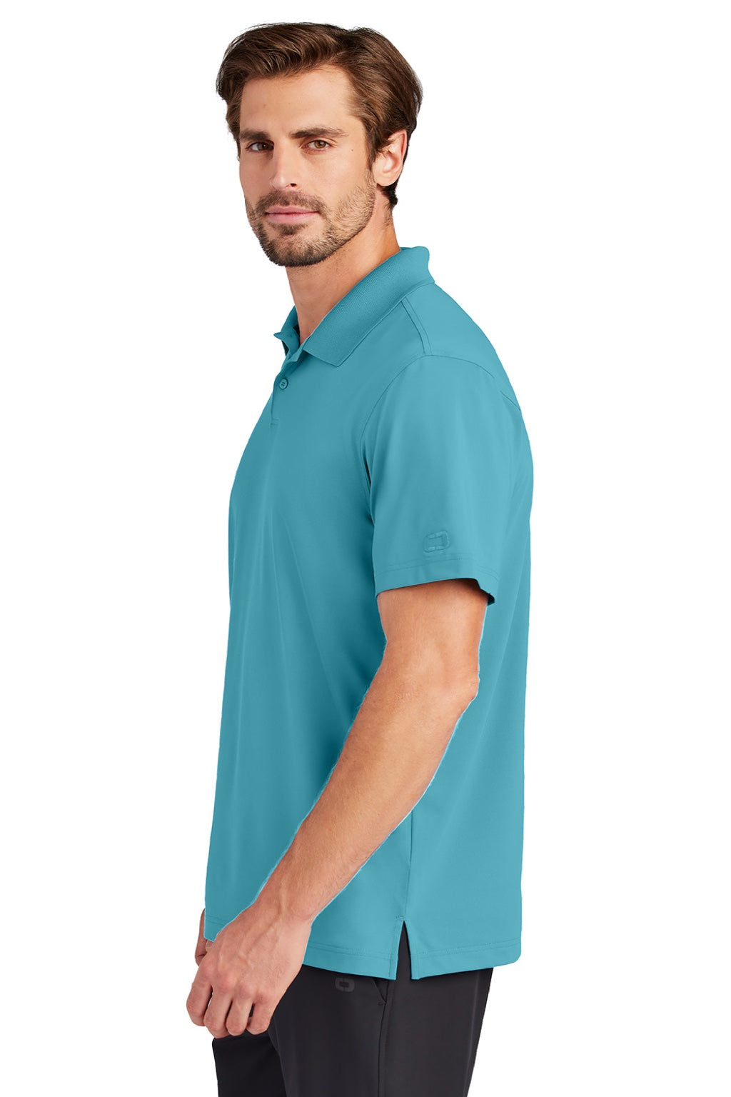 Ogio OG170 Mens Regain Moisture Wicking Short Sleeve Polo Shirt Fusion Blue Model Side