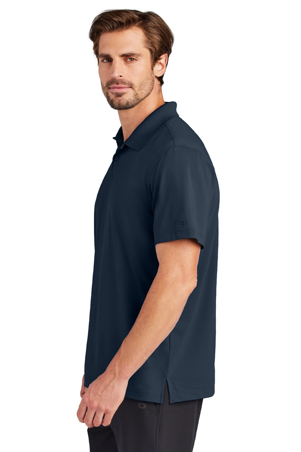 Ogio OG170 Mens Regain Moisture Wicking Short Sleeve Polo Shirt River Navy Blue Model Side