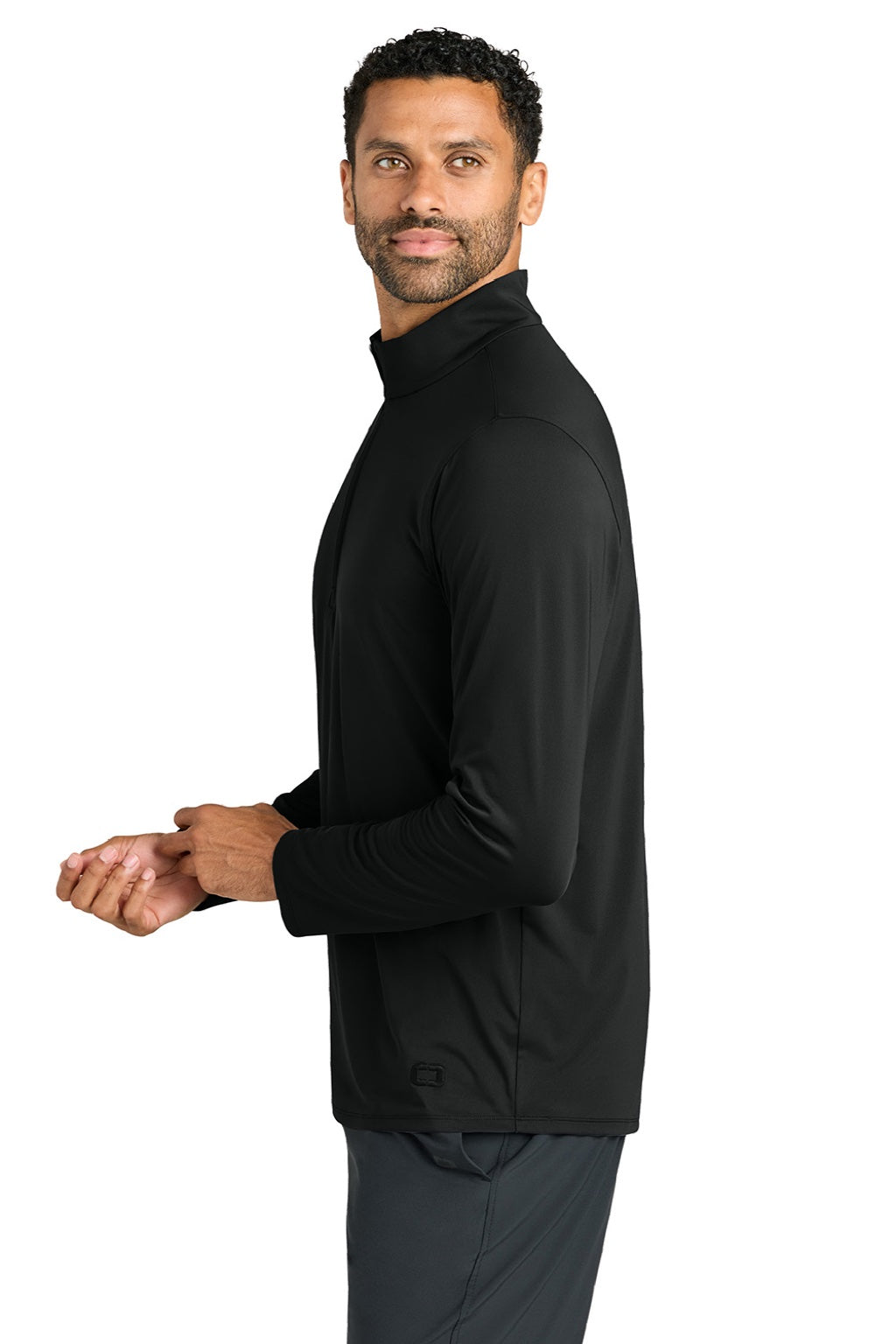 Ogio OG172 Mens Regain 1/4 Zip Sweatshirt Blacktop Model Side