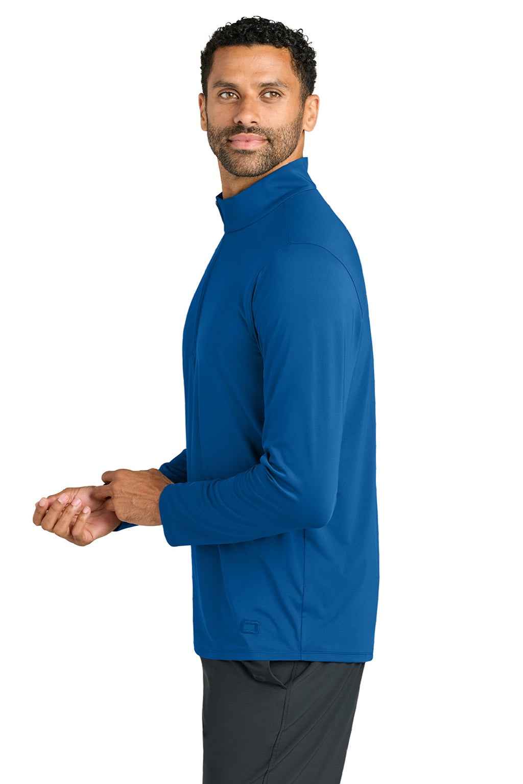 Ogio OG172 Mens Regain 1/4 Zip Sweatshirt Cobalt Blue Model Side