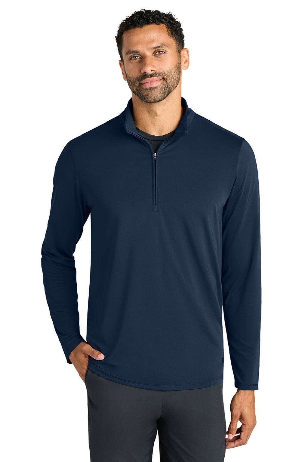 Ogio OG172 Mens Regain 1/4 Zip Sweatshirt River Navy Blue Model Front