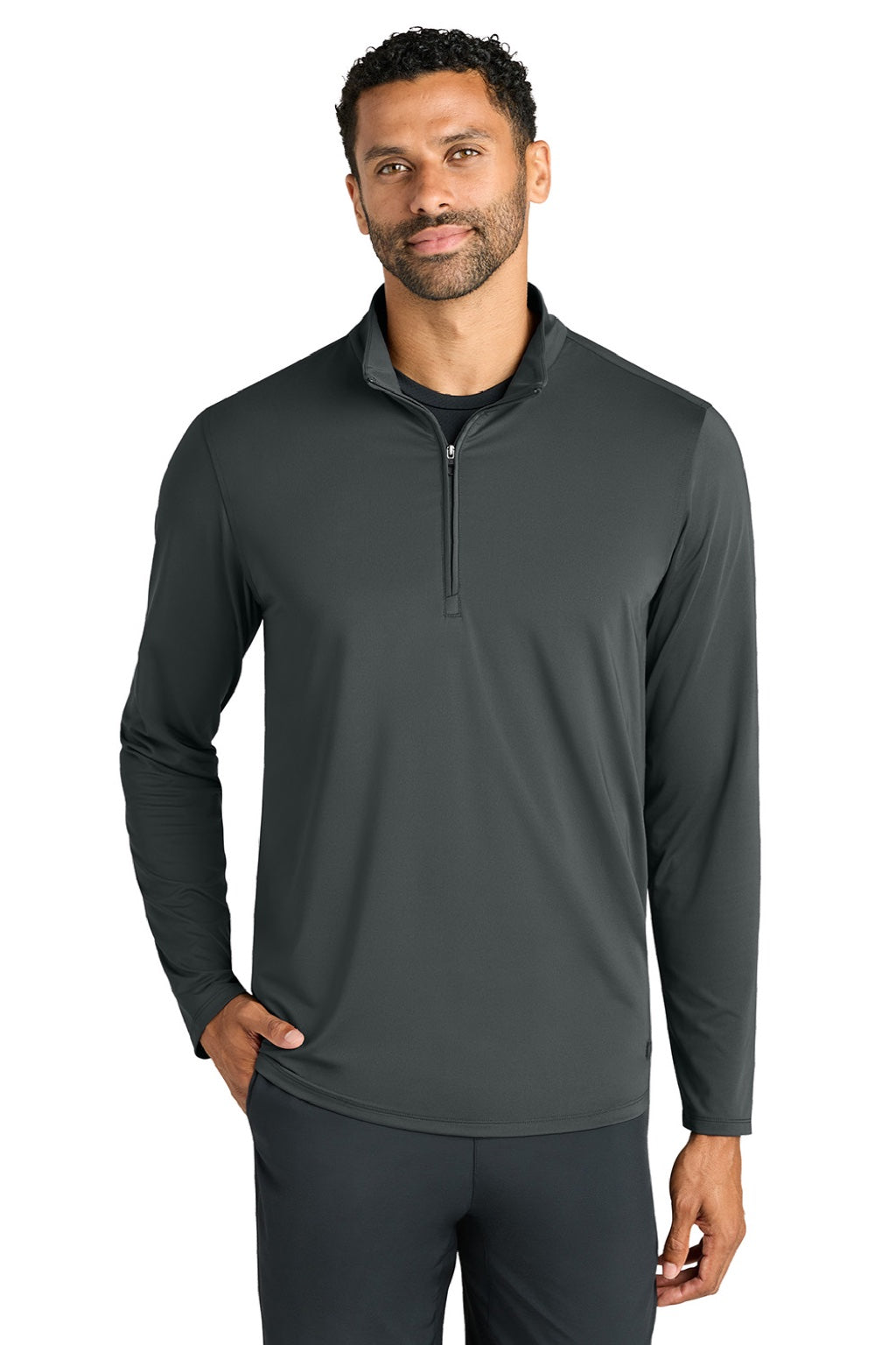 Ogio OG172 Mens Regain 1/4 Zip Sweatshirt Tarmac Grey Model Front