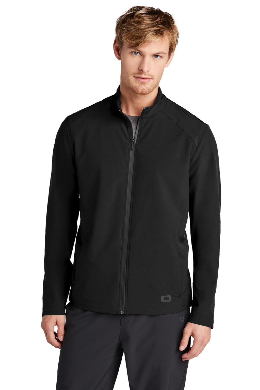 Ogio OG706 Mens Connection Water Resistant Full Zip Jacket Blacktop Model Front